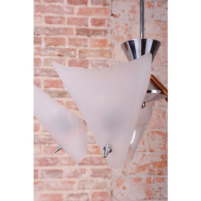 Mid-Century Modern Mid-Century Copper and Chrome Chandelier from Drukov, Czech, 1960s For Sale - Image 3 of 14