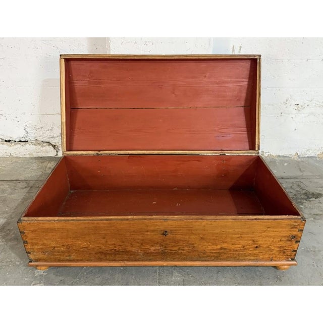 Wood Antique Dometop Blanket Chest With Exposed Dovetails For Sale - Image 7 of 11