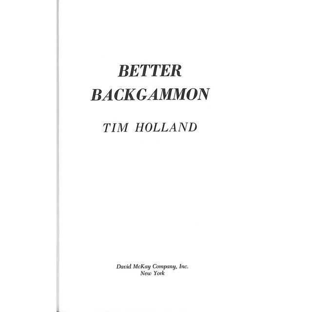 Traditional "Better Backgammon" 1974 Holland, Tim For Sale - Image 3 of 12