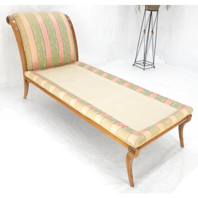 Baker Furniture Company Klismos Light Carved Walnut Frame Chaise Lounge Chair Stunning MIINT Frame! For Sale - Image 4 of 13