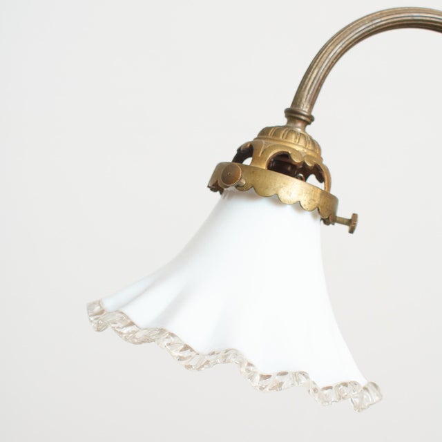 Antique French Brass Rise and Fall Pump Desk Lamp, 1890s For Sale - Image 3 of 11