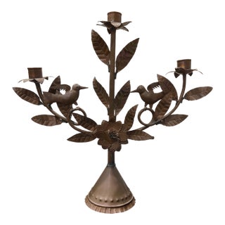 Vintage Mexican Copper Handcrafted Candelabra For Sale