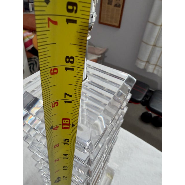 Transparent Vintage Lucite Lamp Springer Hollywood Regency Heavy Clear Euc Square Stacked For Sale - Image 8 of 9