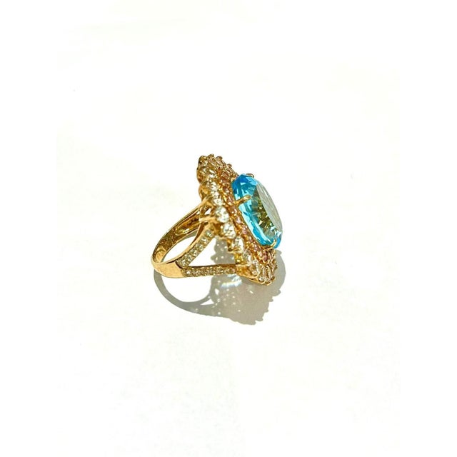 Bochic "Orient" Vintage Natural Blue & White Topaz Ring Set 18K & Silver For Sale - Image 14 of 18