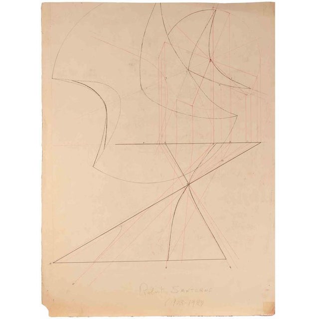 Pastel drawing realized by Robert Santerne (1903-1983). Not signed, with an abstract drawing on rear. Good condition. This...