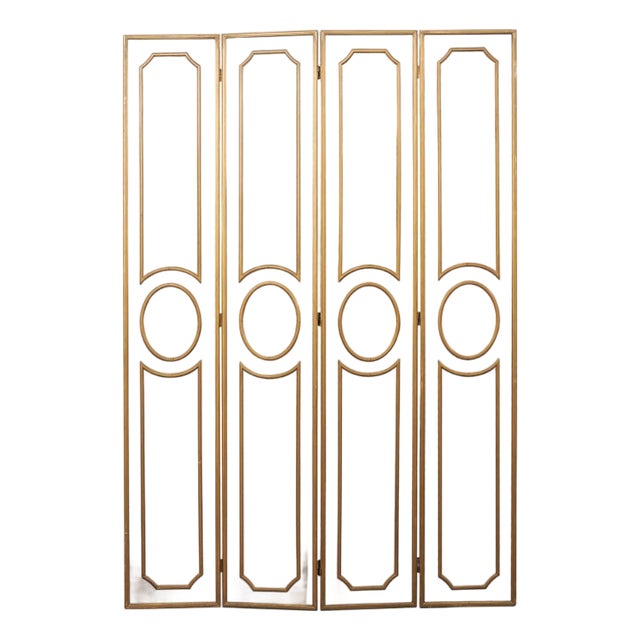 Mid 20th Century Antiqued Glass Folding Screen For Sale