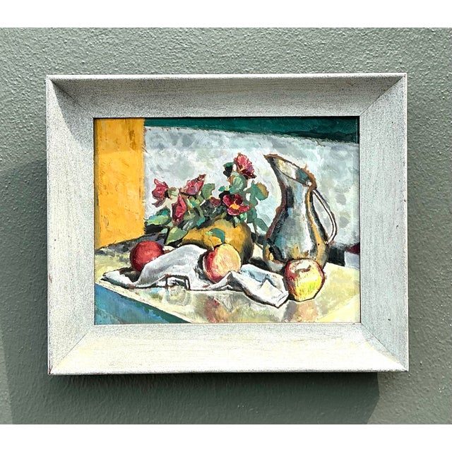 Vintage Original Still Life Oil on Board For Sale - Image 9 of 12