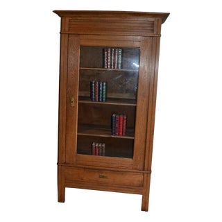 Antique Oak Art Deco Display Cabinet For Sale