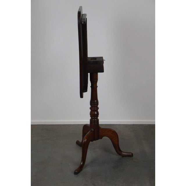 Brown Antique English Tilt Top Side Table with a Square Sheet For Sale - Image 8 of 12