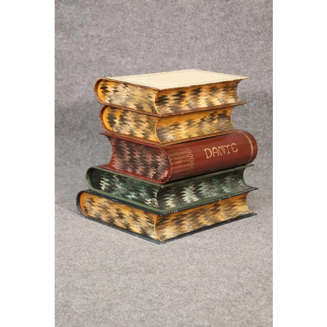Italian Painted Tole Metal End Table Styled after Historic Literature Books For Sale - Image 11 of 13