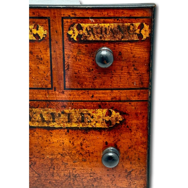 Bronze Authentic Antique Mahogany Apothecary Shop Medicinal Drawer Front Now for Wall Decoration - Very Early 19th Century For Sale - Image 8 of 18