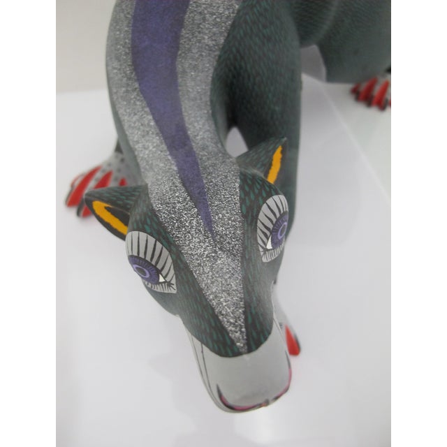 Large Alebrije Colorful Skunk Mexican Folk Art Wood Carving Figurine Sculpture For Sale In Portland, OR - Image 6 of 14