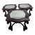 1980s Set of 3 Custom Accent Side Tables With Antiqued Silver Mirrored Tops For Sale