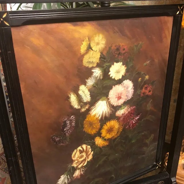 Vintage Victorian Fireplace Ebony Colored Screen For Sale - Image 9 of 11