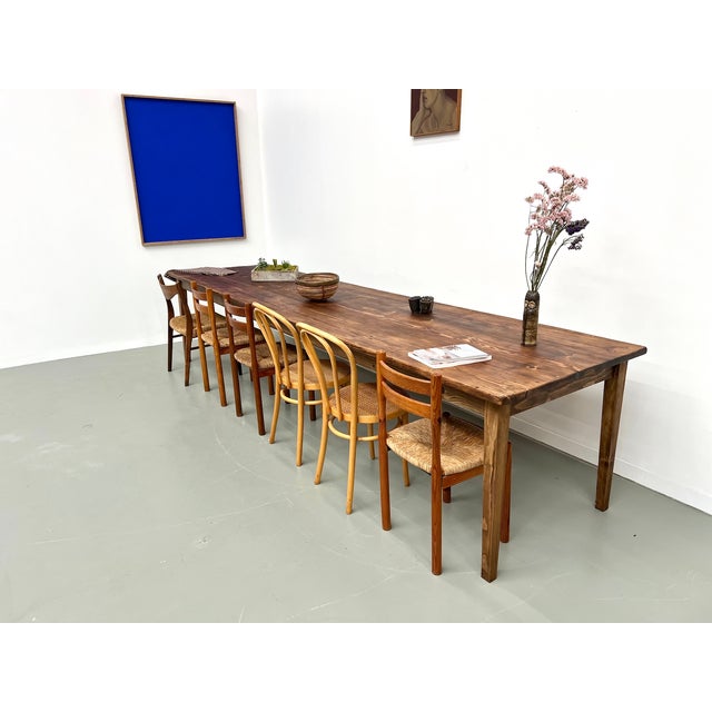 Large Pine Farm Table, 1950s For Sale - Image 3 of 18