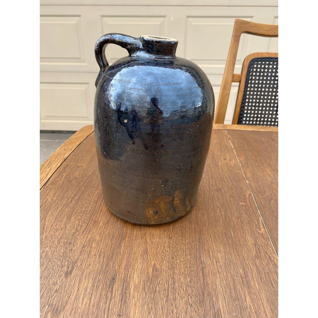 Vintage 20th Century Brown Pottery Crock Jug For Sale - Image 4 of 6