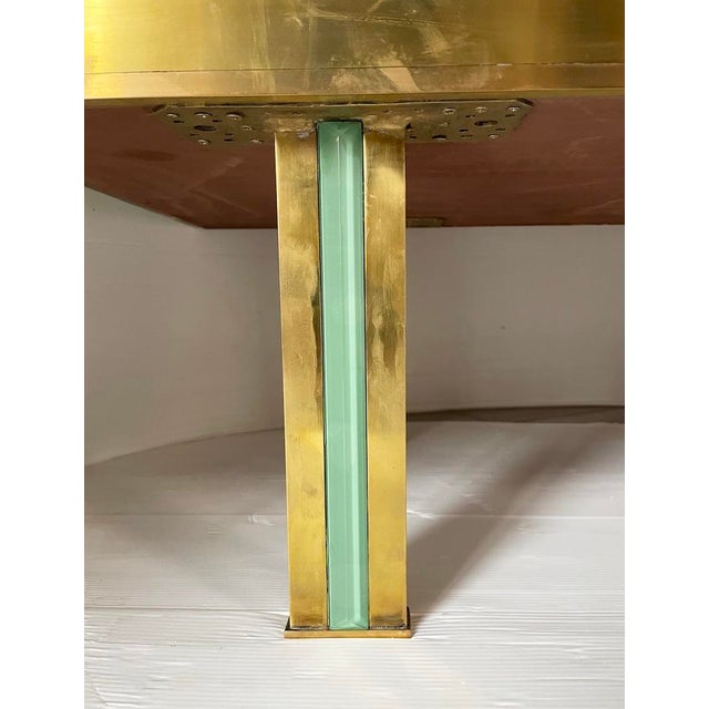 Sage Green Glass and Brass Bar Cabinet or Sideboard, 1970s For Sale - Image 14 of 16