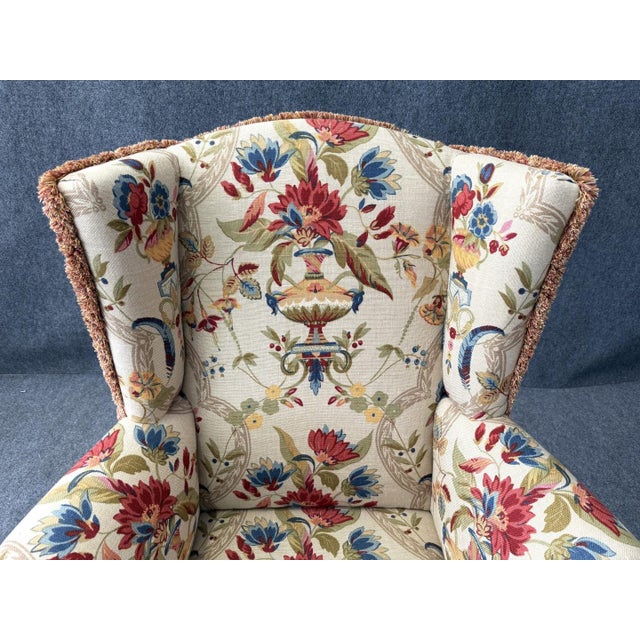 Off-white Early 1800s Wingback Arm Chair With Floral Motif For Sale - Image 8 of 12