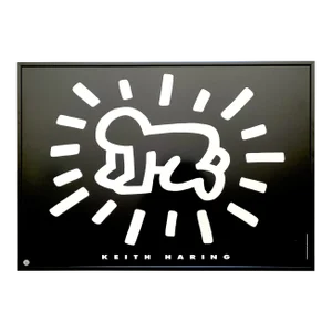 Keith Haring Estate Vintage 1993 Lithograph Print Framed Pop Art Poster " Radiant Baby " 1990