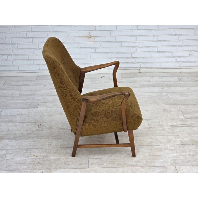 Vintage Danish Armchair in Furniture Wool and Beech Wood, 1960s For Sale - Image 13 of 17