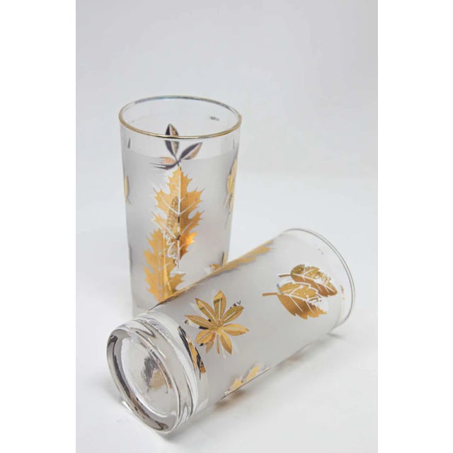 Vintage Eight Highball Gold Glasses in a Brass Cart by Fred Press - 9 Pieces For Sale - Image 11 of 13