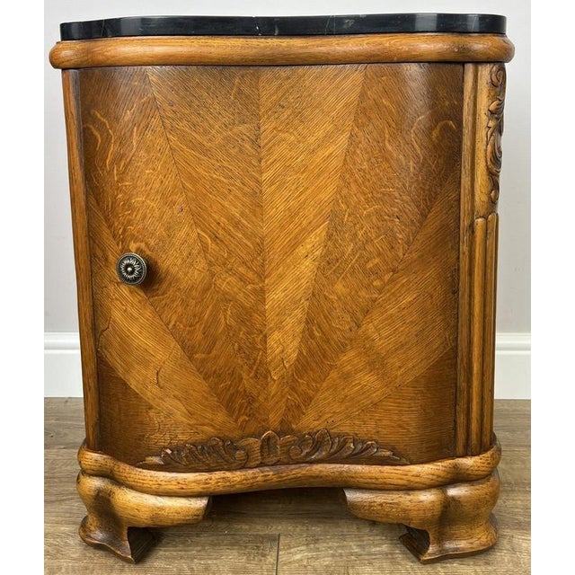 French Art Deco Bedside Tables with Marble Top, Set of 2 For Sale - Image 5 of 18