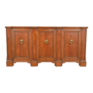 Baker Furniture French Regency Carved Cherry Wood Sideboard Credenza or Bar Cabinet
