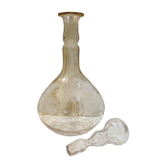 Early 19th Century Continental Glass Bottle With Etched Decoration For Sale - Image 4 of 9
