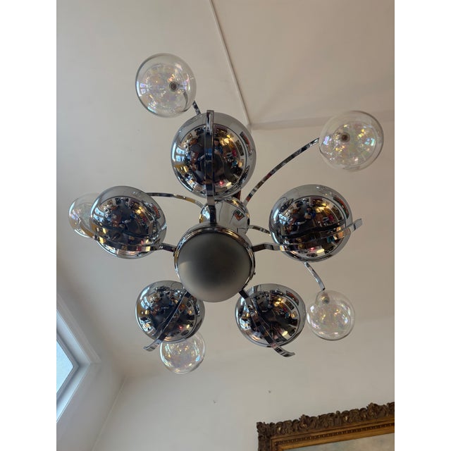 Art Deco Luster in Chrome Plating and Glass, 1930s For Sale - Image 6 of 8