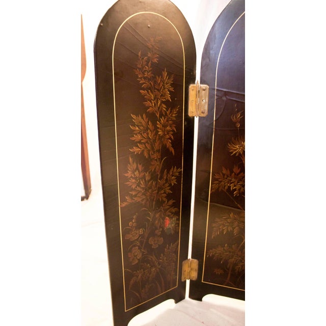 19th century Papier Mache Table Top Hinged Screen Butterfly and Bird Motif For Sale In Savannah - Image 6 of 13