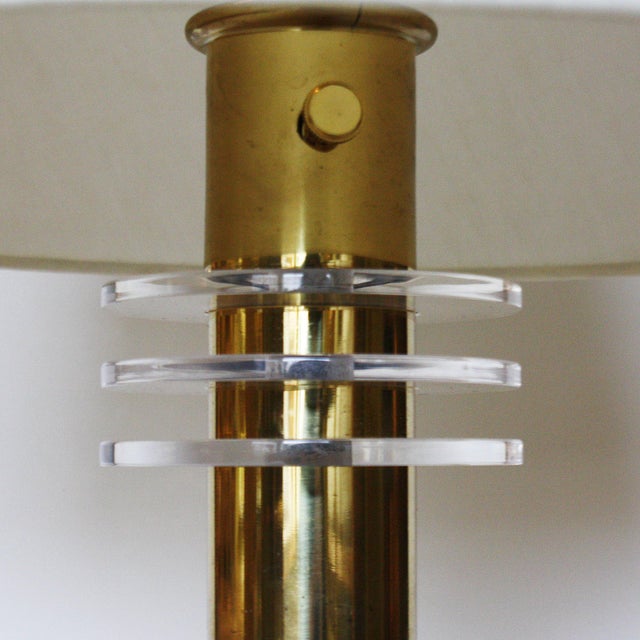 1960s Pair of Brass Lamps With Lucite Detailing, C. 1960 For Sale - Image 5 of 6