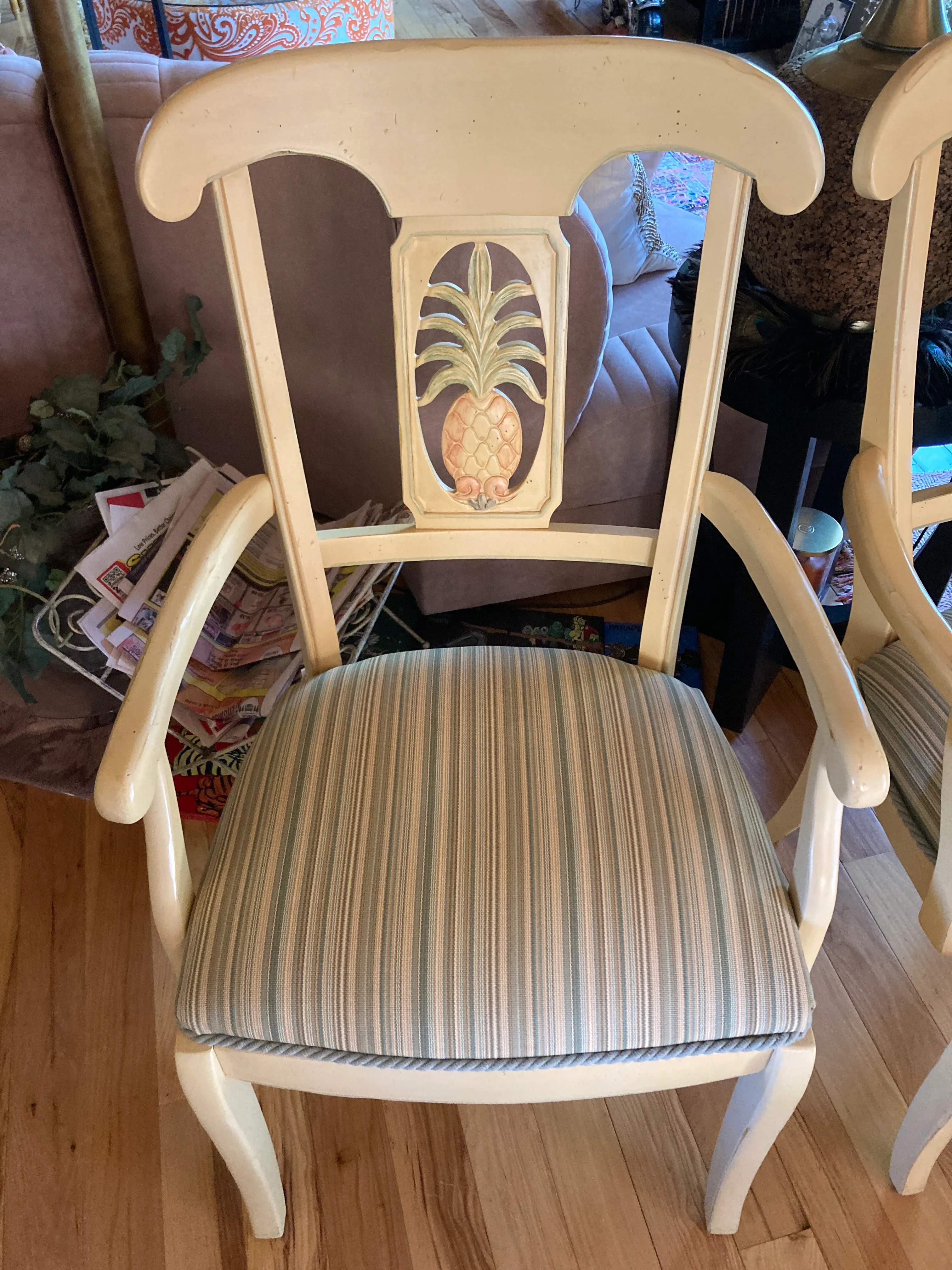 1990s Pair of Ethan Allen Pineapple Arm Chairs French Country