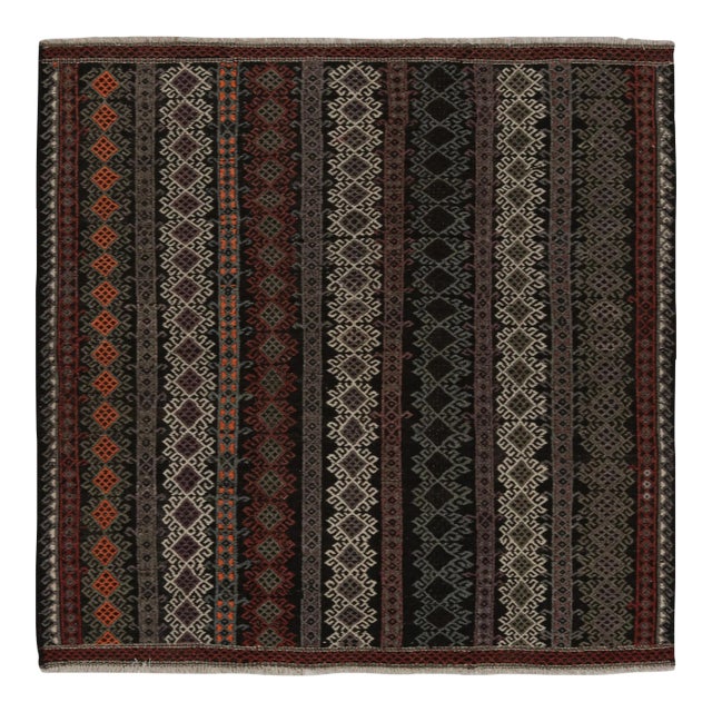1970s Vintage Turkish Square Rug With Geometric Patterns For Sale