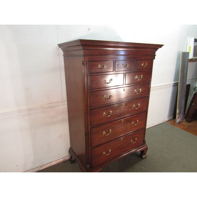 Item 84692: Henkel Harris solid mahogany New Market chest of drawers. Age: 1987 Details: Number 29 finish and dovetailed...