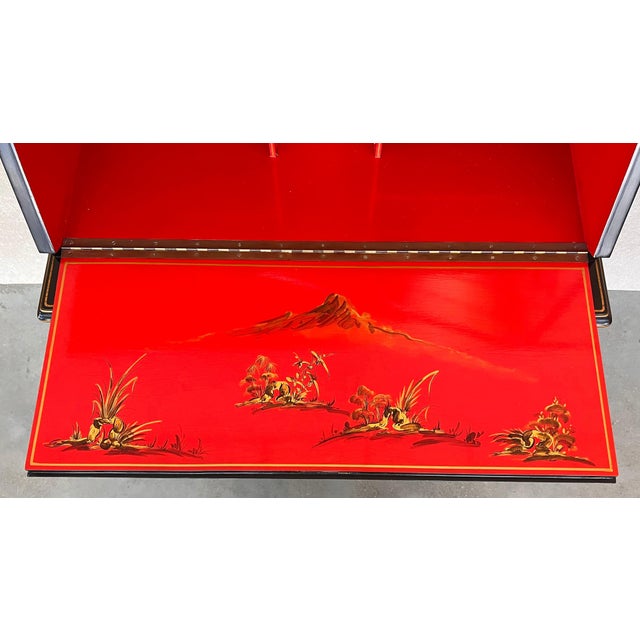 Black Chippendale Style Slant Top Desk in Black Lacquered Wood, circa 1900 For Sale - Image 8 of 18