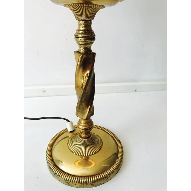 Victorian Style Brass Table Lamp with Lampshade in Romantic Love Scene, 1930s For Sale - Image 17 of 18