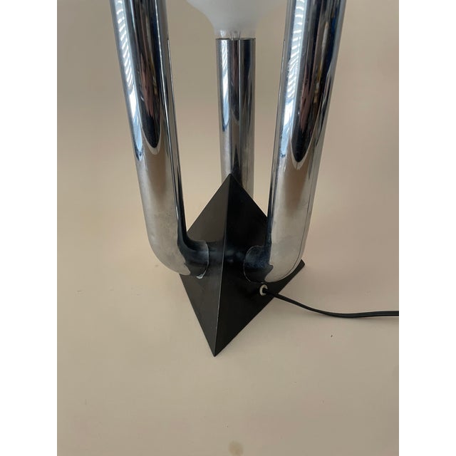 Vintage Space Age Three Globe Chrome and Triangle Lamp For Sale In New York - Image 6 of 6