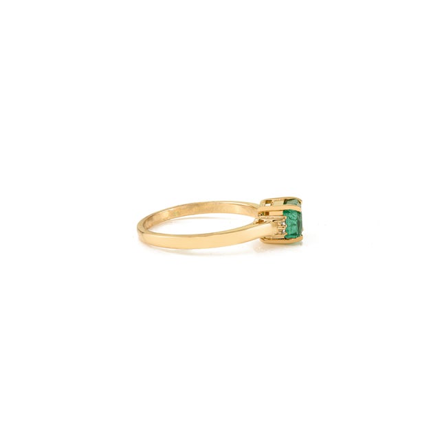 Not Yet Made - Made To Order Certified 1Ct Square Cut Natural Emerald & Diamond Solitaire Ring Size 6 in 14k Gold For Sale - Image 5 of 14
