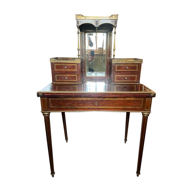Victorian 1800s Louis XVI Style “Bonheur Du Jour” Writing Desk. For Sale - Image 3 of 15