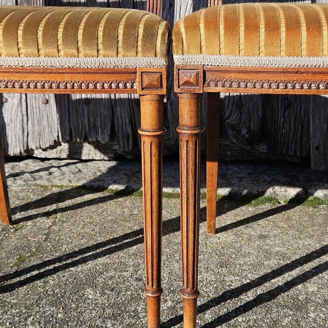 Antique :ate 19th Century Louis XVI Hand-Carved Walnut Side Chairs in the style of Claude Sené For Sale - Image 15 of 18