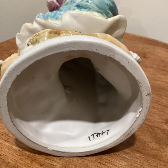 Early 20th Century Italian Hand Painted Pheasant Woman Large Porcelain Sculpture/ Figurine For Sale - Image 12 of 13