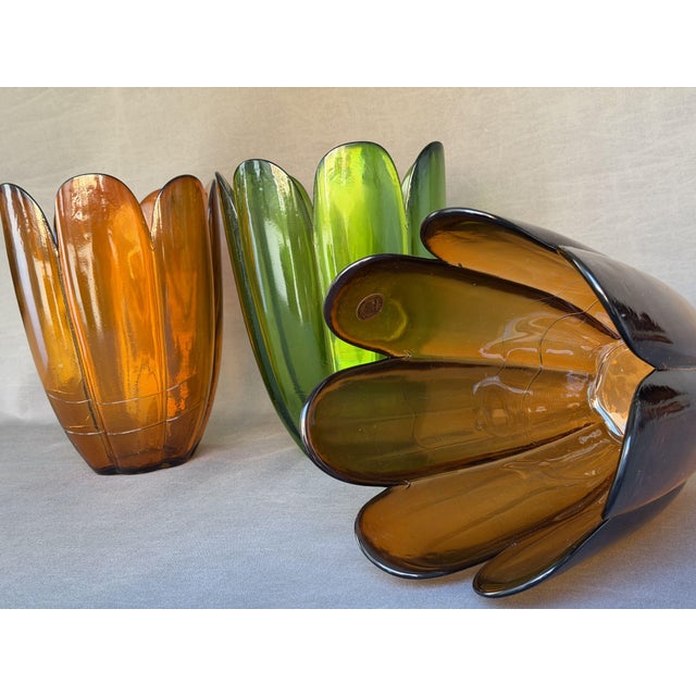 Forest Green Vintage Handmade Recycled Glass Vases, San Miguel, Spain, 1970s, Set of 3 For Sale - Image 8 of 11