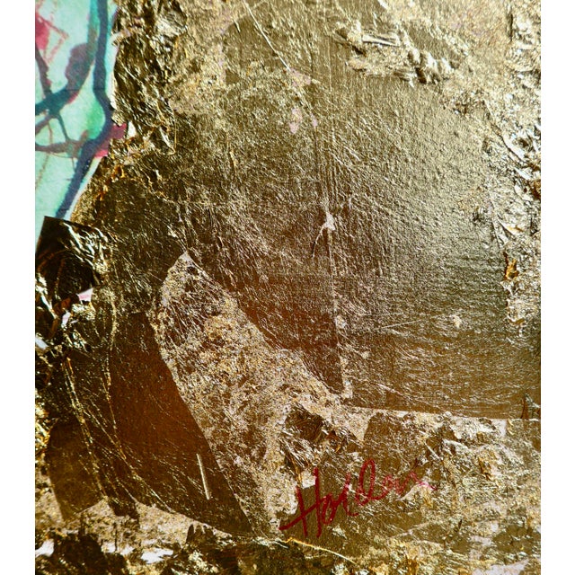 Abstract Golden Lady - Original Pastel and Gold Leaf Figure Drawing by Martha Holden For Sale - Image 3 of 7