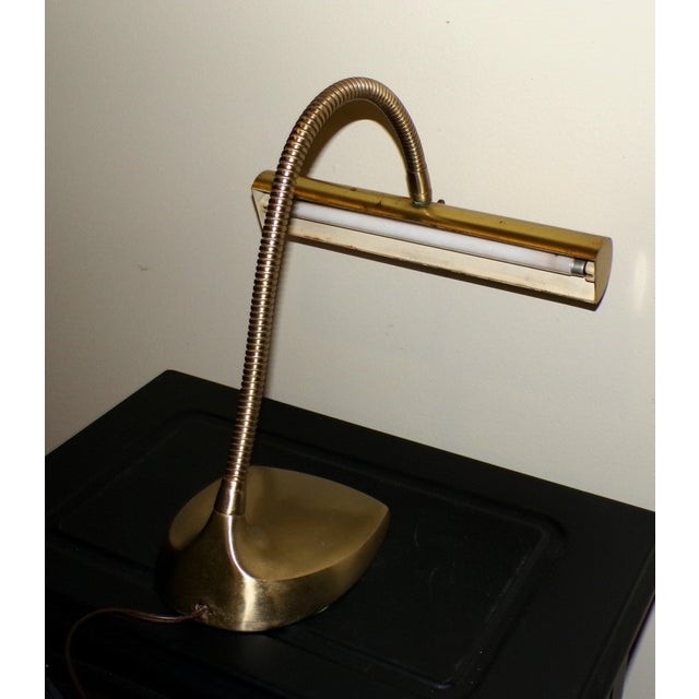 Vintage Mid Century Laurel Lamp Co. Brass Goose Neck Desk Table Lamp Task Light For Sale - Image 11 of 14
