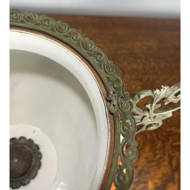 Vintage French Style Porcelain Urn with Brass Handles For Sale - Image 13 of 15