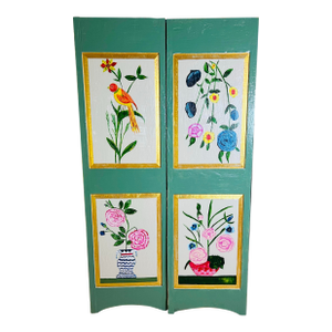 Antique Repurposed Shutter Room Divider Folding Screen