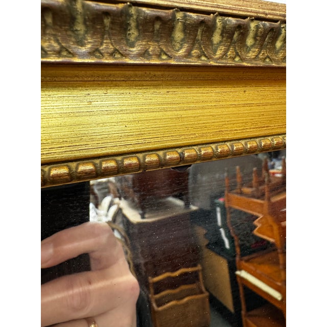 Gold Large Louis XVI Style Gilded Beveled Mirror, 1950s For Sale - Image 8 of 12