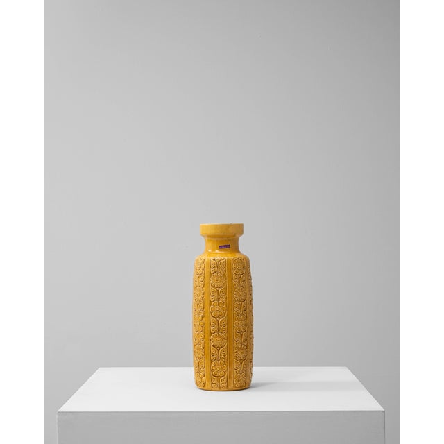 1960s German W. Germany Mid-Century Modern Yellow Mustard Ceramic Vase For Sale - Image 16 of 18