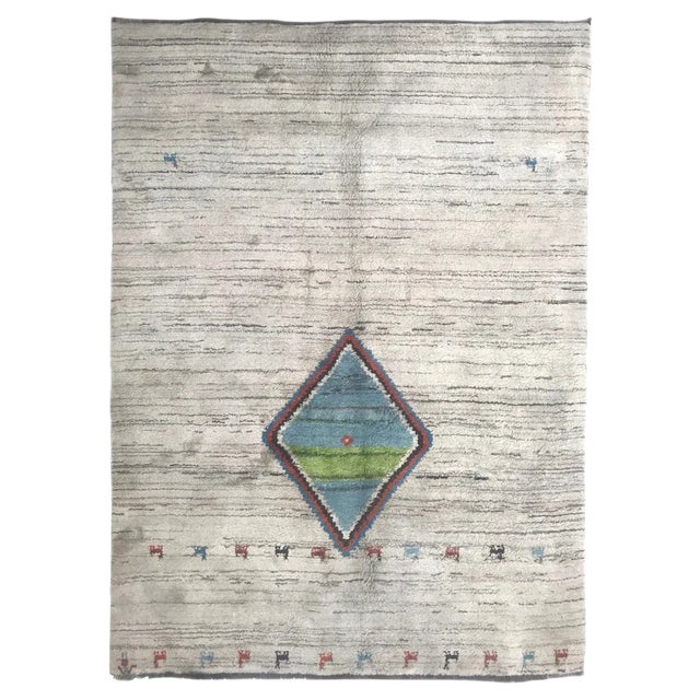 Large Vintage Gabbeh Art Deco Design Rug For Sale