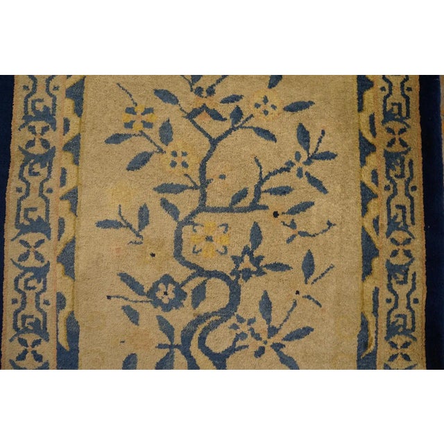 1920s Beige Floral Antique Chinese Peking Rug 3' 2'' X 4' 10'' Knotted Wool Carpet For Sale In New York - Image 6 of 9